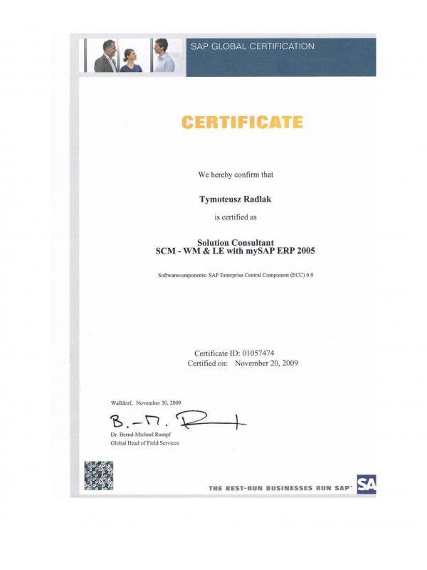 Certified Solution Consultant SCM – WM & LE with SAP ERP 2005