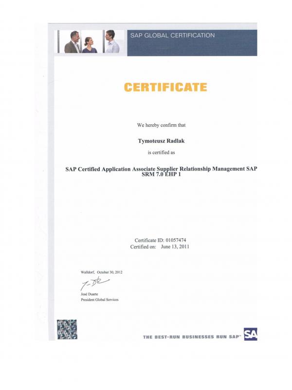 SAP SRM Certified Application Associate